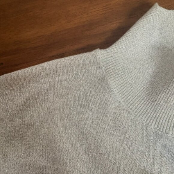 ANN TAYLOR LOFT SHIMMER MOCK NECK SWEATER SEMI SHEER POPCORN NWT M - Picture 12 of 13